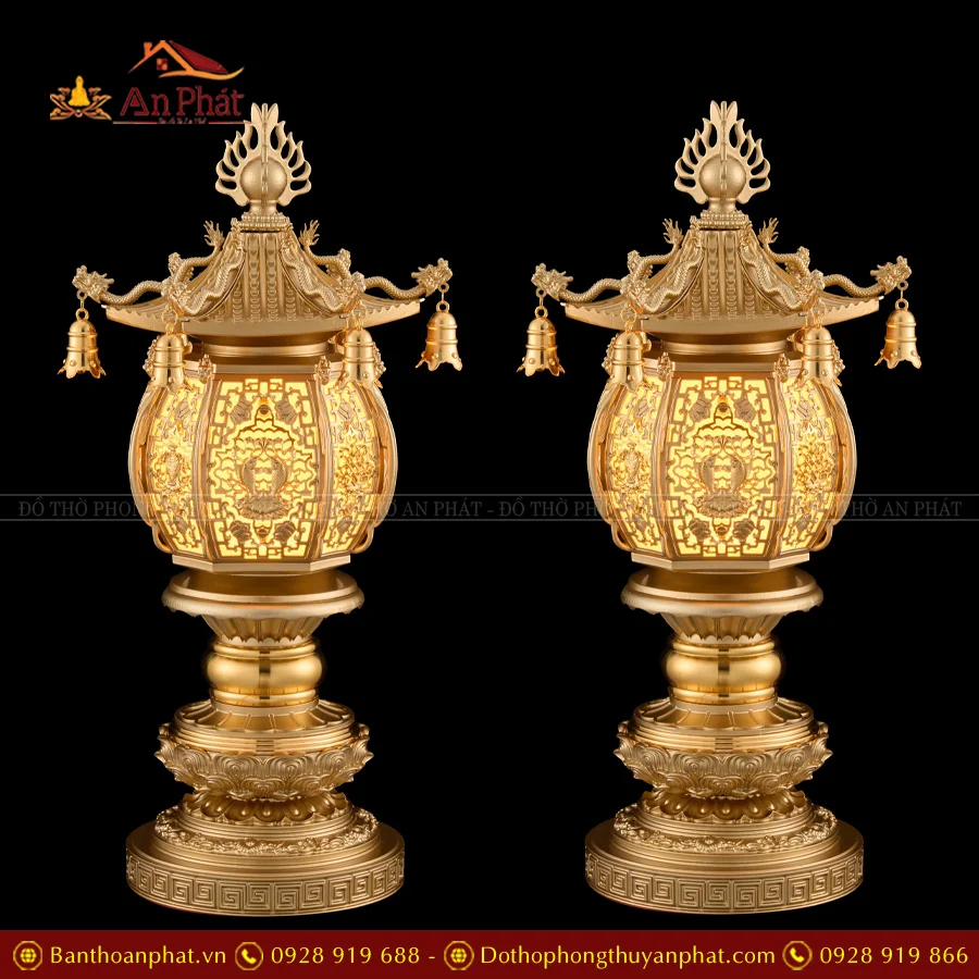 Đèn thờ điện đồng hình cầu cao cấp DTD1425 9 Đèn thờ điện đồng hình cầu Phật cao cấp