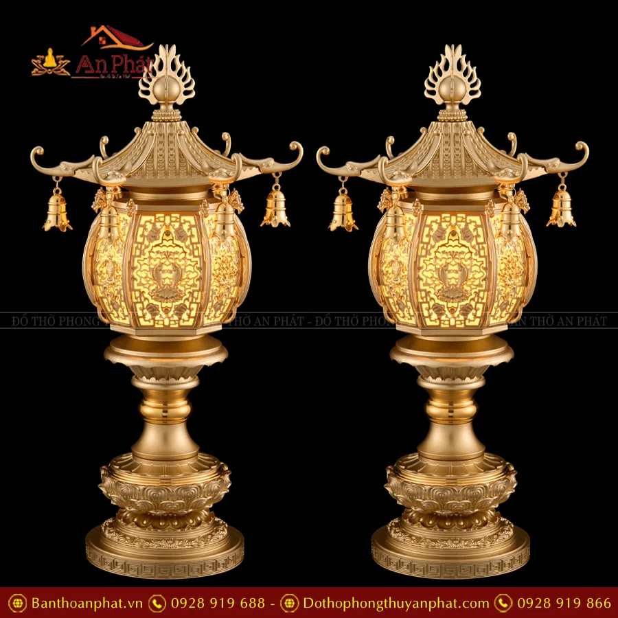 Đèn thờ điện hình cầu hợp kim đồng DTD1426 9 Đèn thờ điện hình cầu họa tiết Đức Phật thân hợp kim đồng DTD1426 An Phát