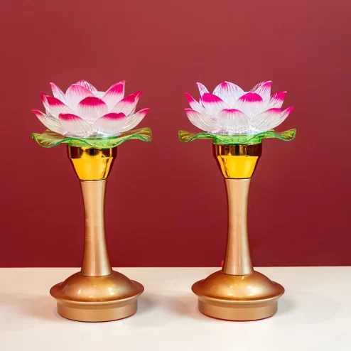 Đèn thờ điện hoa sen 1 bông thân đồng DTD1369 An Phát