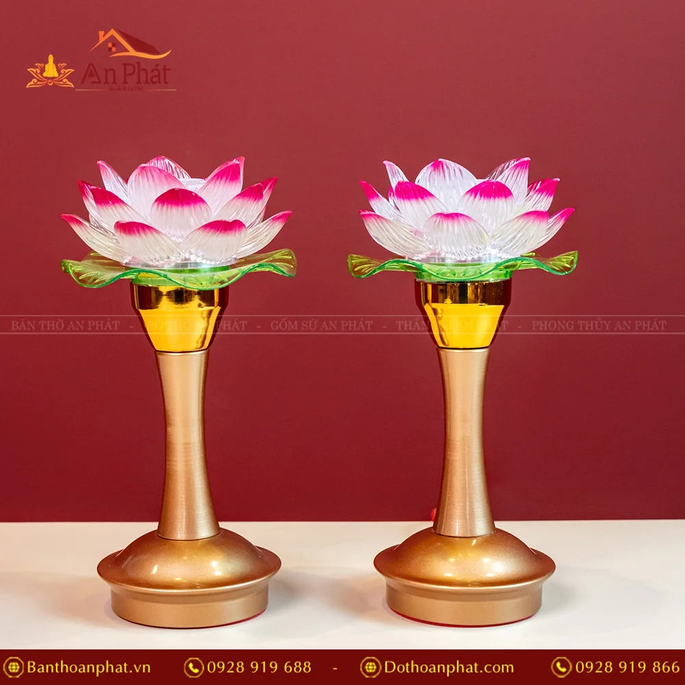Đèn thờ điện hoa sen 1 bông thân đồng DTD1369 9 Đèn thờ điện hoa sen 1 bông thân đồng DTD1369 An Phát