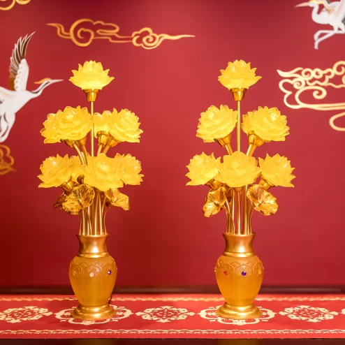 Đèn thờ điện hoa sen lưu ly cao cấp nhiều bông DTD1358 An Phát