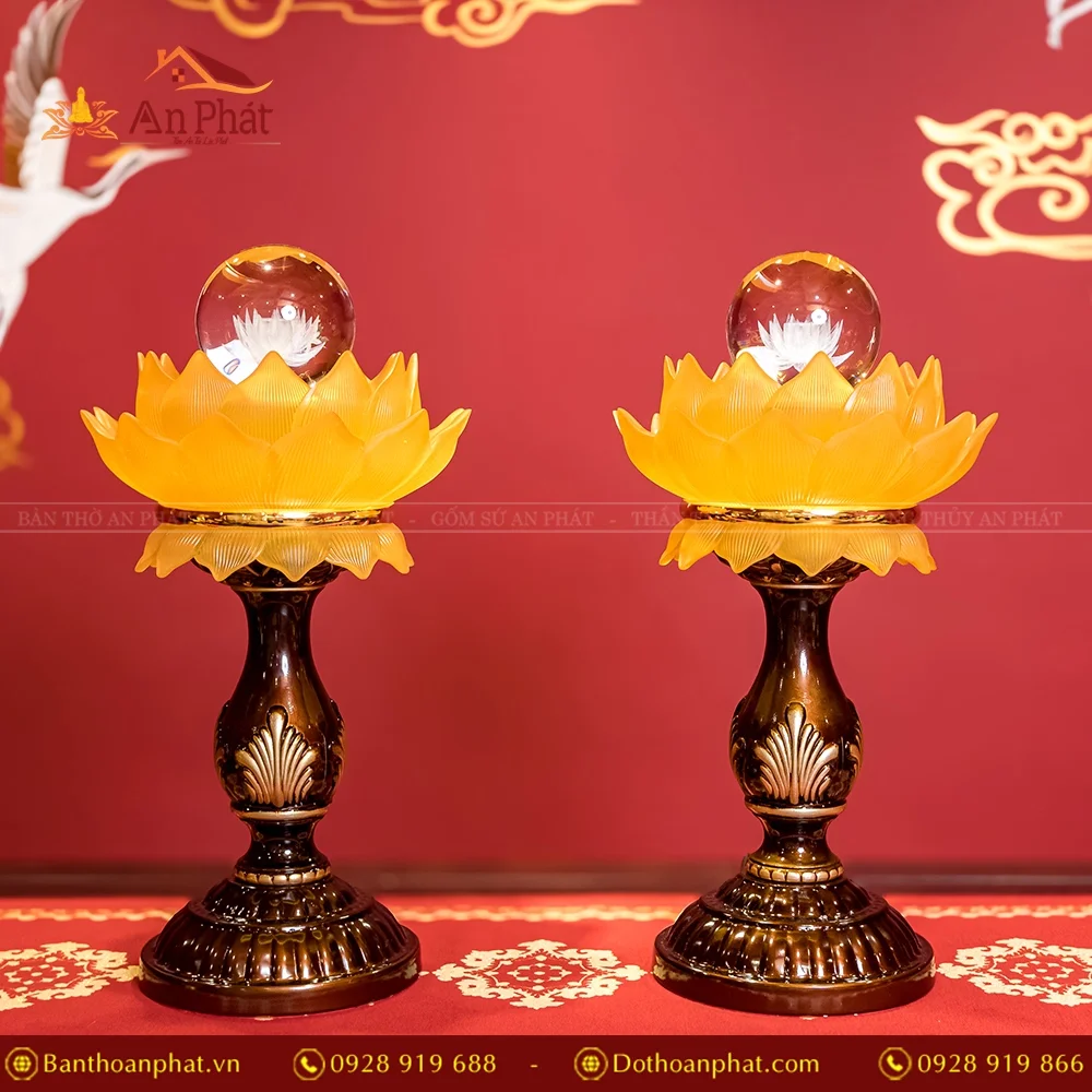 Đèn thờ điện hoa sen lưu ly DTD1362 An Phát