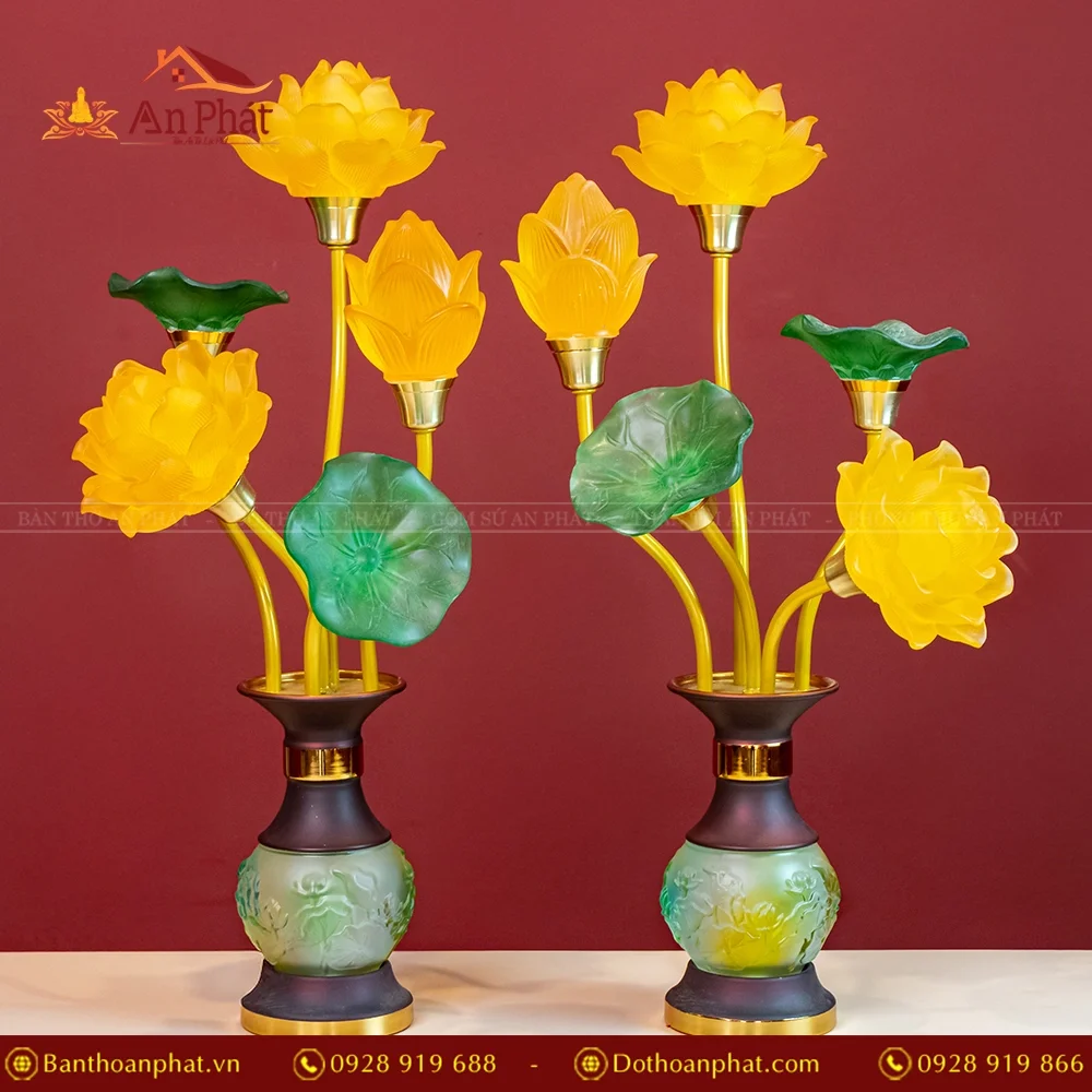Đèn thờ điện hoa sen lưu ly DTD1392 13 Đèn thờ điện hoa sen lưu ly DTD1392 An Phát