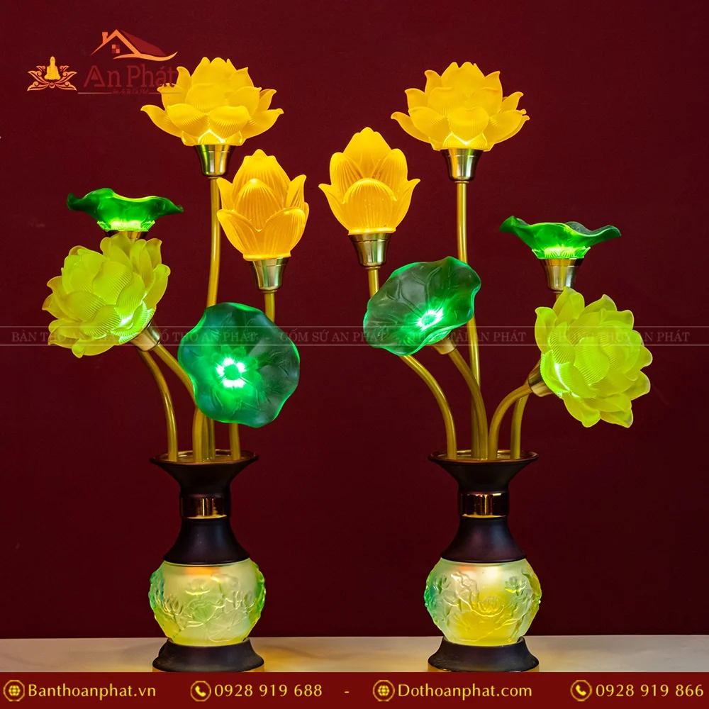 Đèn thờ điện hoa sen lưu ly DTD1392 14 Mẫu đèn thờ hoa sen lưu ly đẹp nhất