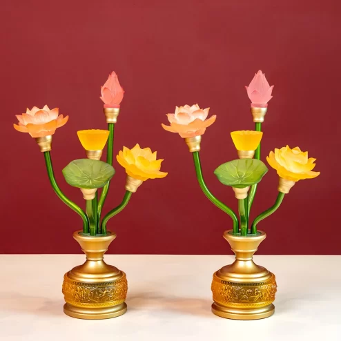 Đèn thờ điện hoa sen lưu ly DTD1393 An Phát