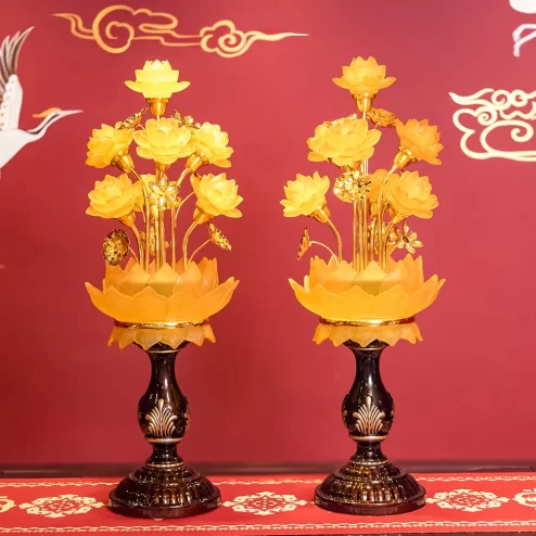 Đèn thờ điện hoa sen lưu ly nhập khẩu DTD1359 An Phát