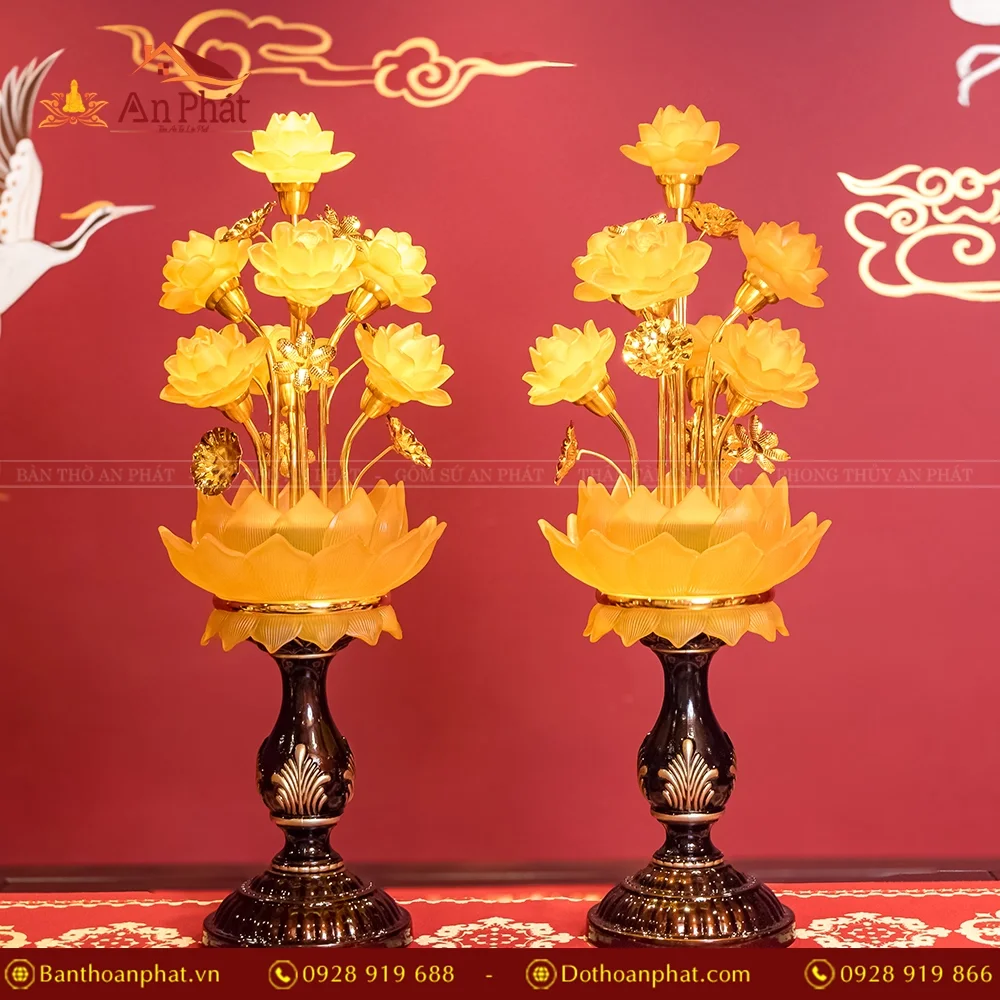 Đèn thờ điện hoa sen lưu ly nhập khẩu DTD1359 17 Đèn thờ điện hoa sen lưu ly nhập khẩu DTD1359 An Phát