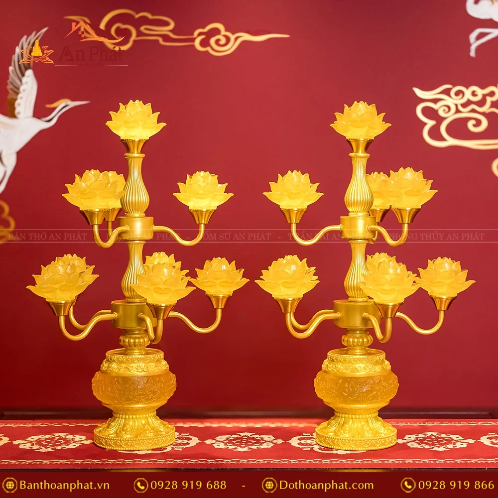 Đèn thờ điện hoa sen lưu ly 7 bông nhập khẩu