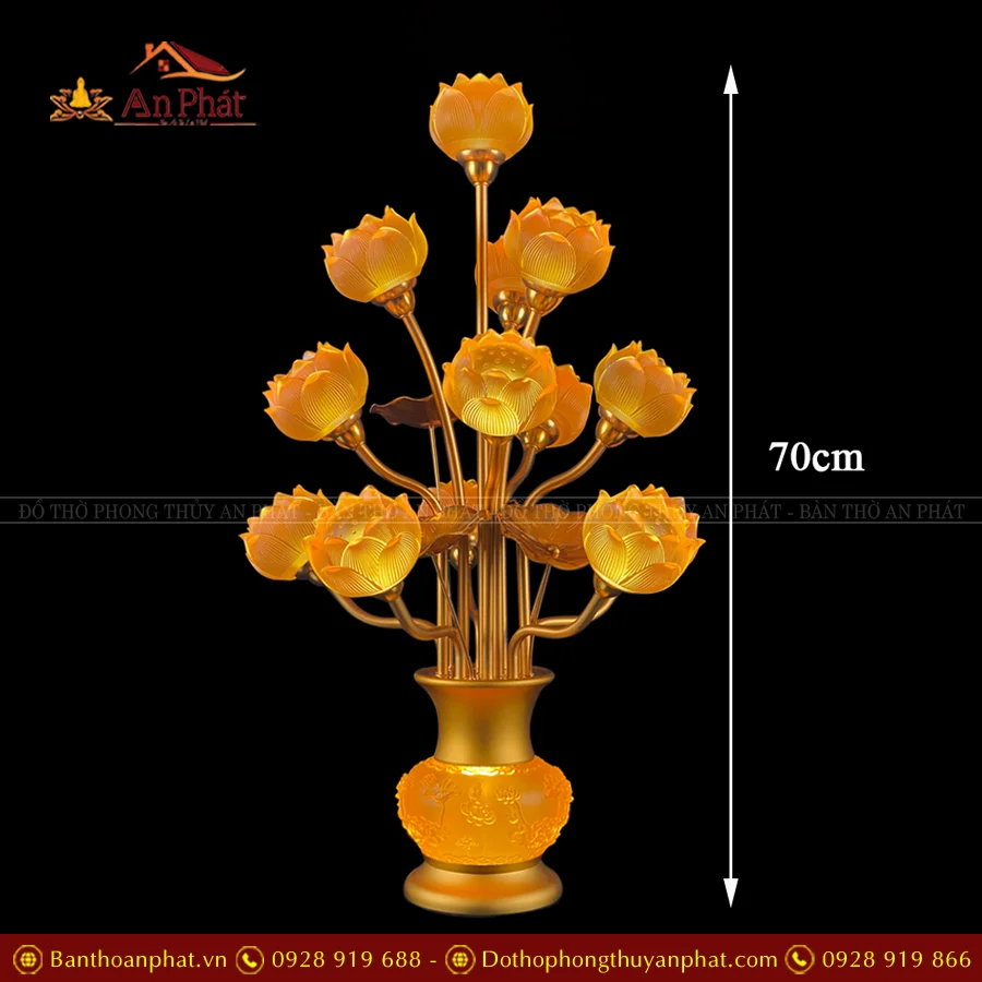 Đèn thờ điện hoa sen thịnh thế 13 bông cụp DTD1401 26 Đèn thờ cúng bằng điện nhập khẩu Đài Loan