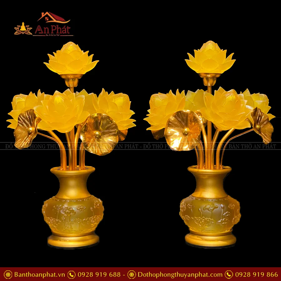 Đèn thờ điện hoa sen thịnh thế 5 bông DTD1400 An Phát