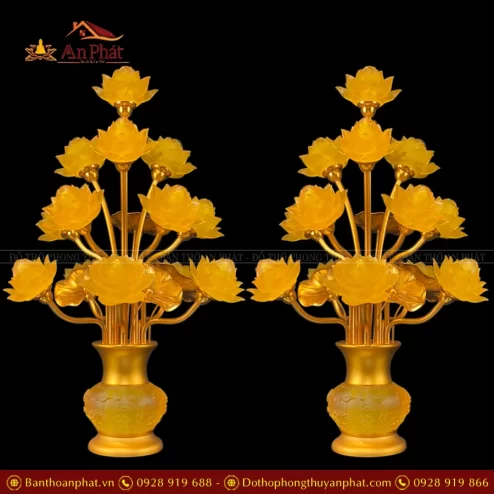 Đèn thờ điện hoa sen thịnh thế bình lưu ly sen nổi DTD1397 An Phát