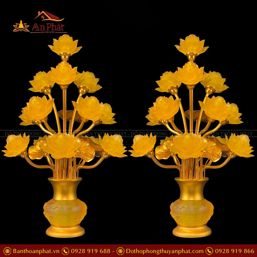 Đèn thờ điện hoa sen thịnh thế bông to DTD1397 21 Đèn thờ điện hoa sen thịnh thế bình lưu ly sen nổi DTD1397 An Phát