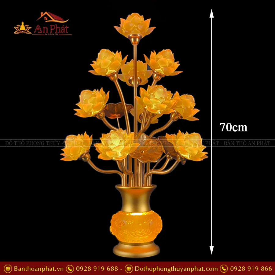 Đèn thờ điện hoa sen thịnh thế bông to DTD1397 23 Đèn thờ cúng bằng điện nhập khẩu cao cấp