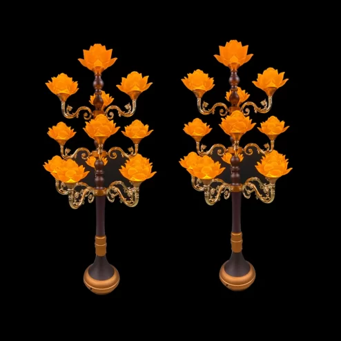 Đèn thờ điện hoa sen thịnh thế thân cổ 13 bông DTD1415 An Phát