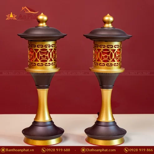 Đèn thờ điện hợp kim trụ mái chùa đỏ DTD1382 An Phát