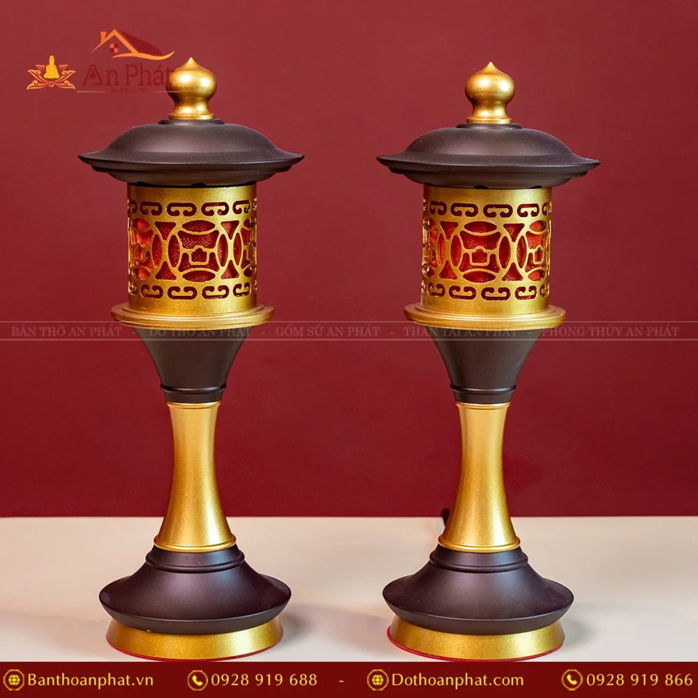 Đèn thờ điện hợp kim trụ mái chùa đỏ DTD1382 13 Đèn thờ điện hợp kim trụ mái chùa đỏ DTD1382 An Phát