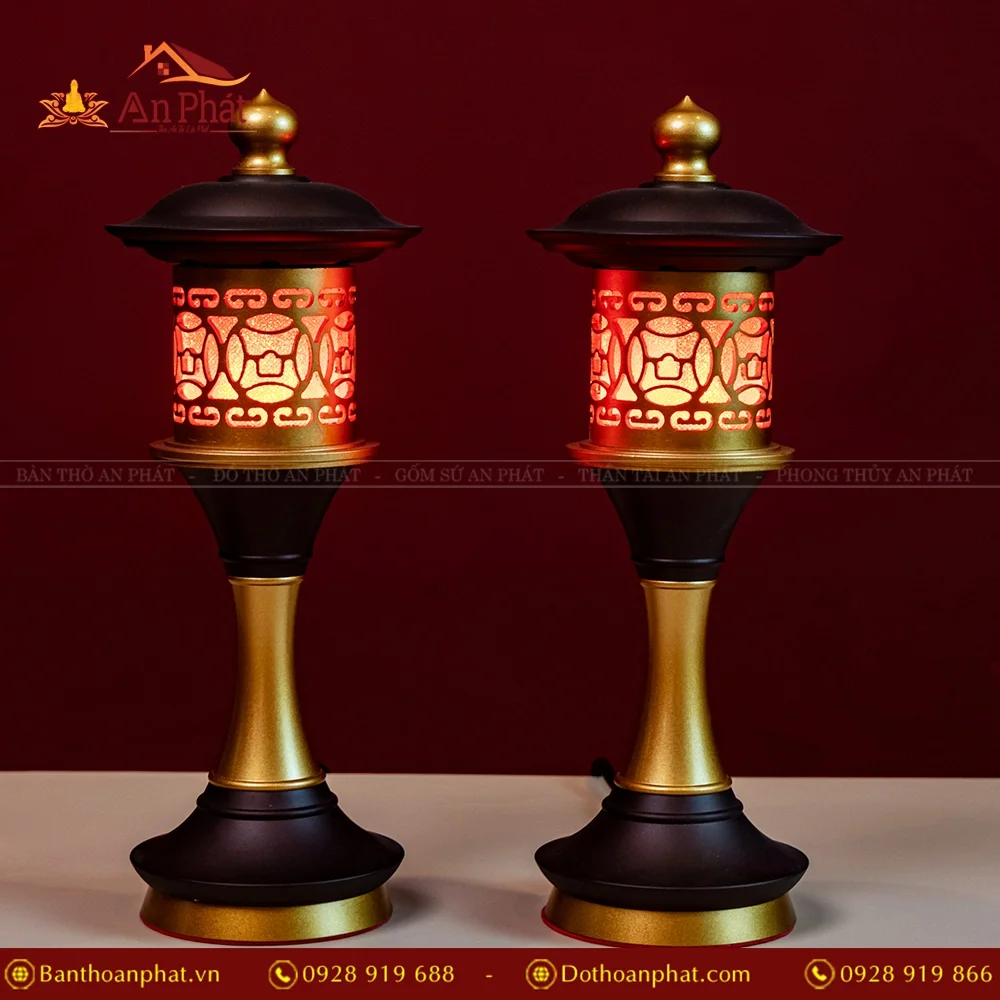 Đèn thờ điện hợp kim trụ mái chùa đỏ DTD1382 14 Đèn thờ bằng điện nhập khẩu