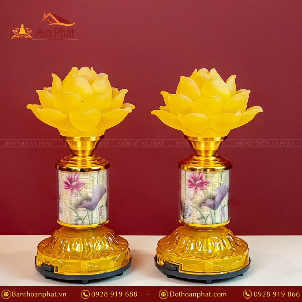 Đèn thờ điện lưu ly 1 bông thân hợp kim DTD1370 13 Đèn thờ điện lưu ly 1 bông thân hợp kim DTD1370 An Phát