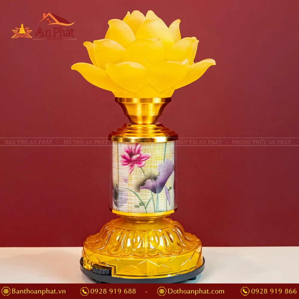 Đèn thờ điện lưu ly 1 bông thân hợp kim DTD1370 15 Mẫu đèn thờ cúng bằng điện đẹp
