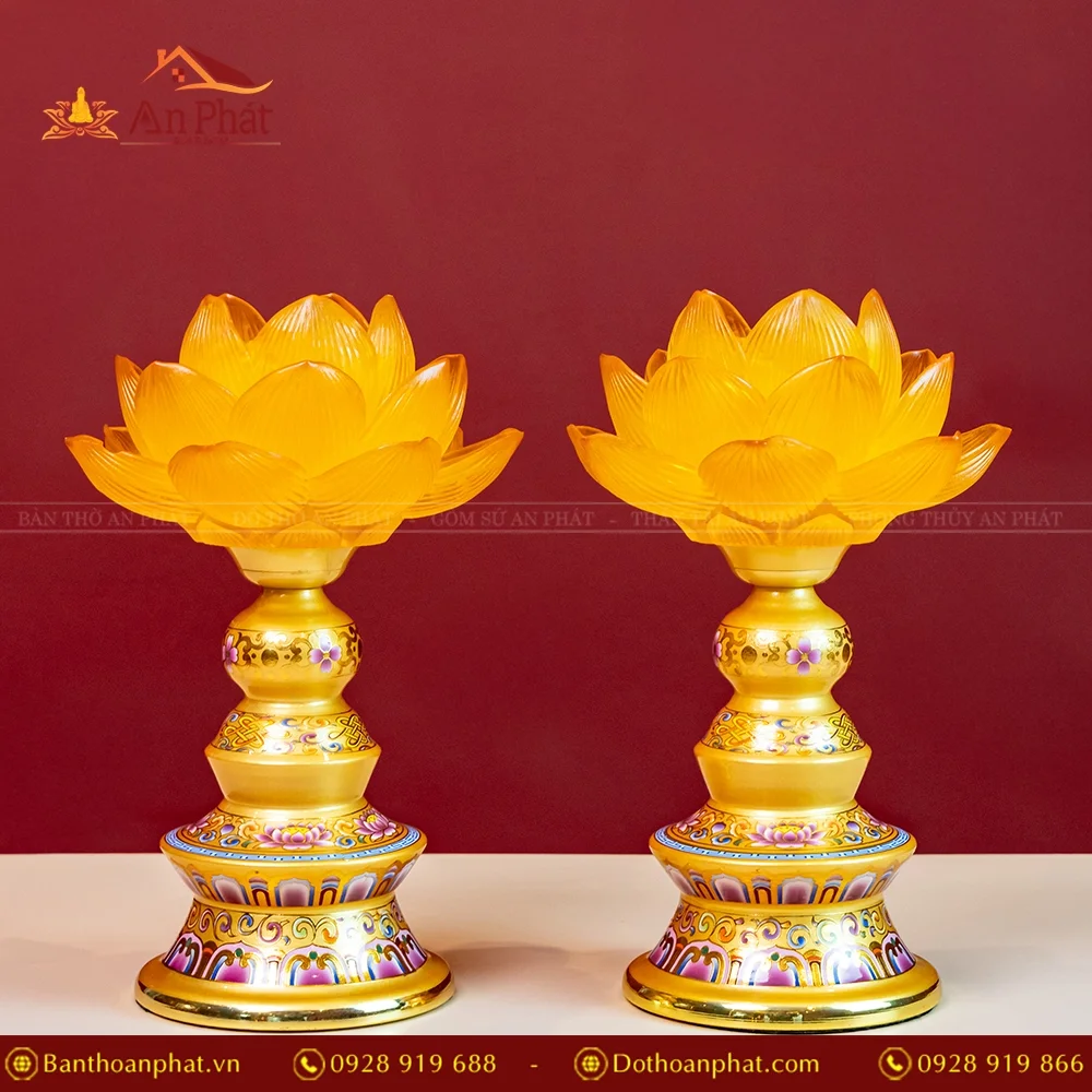 Đèn thờ điện lưu ly hoa sen 1 bông DTD1368 11 Đèn thờ điện lưu ly hoa sen 1 bông DTD1368 An Phát