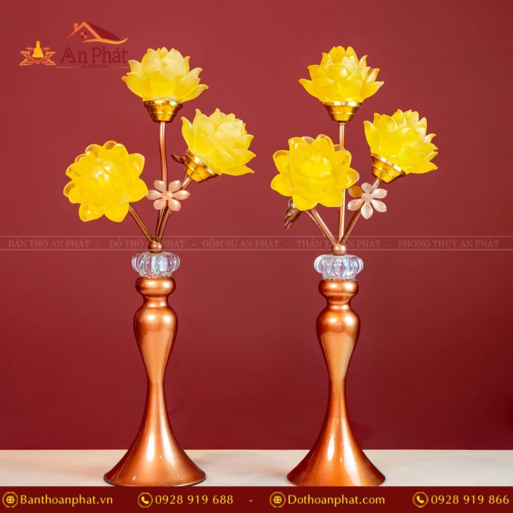 Đèn thờ điện lưu ly hoa sen 3 bông DTD1367 11 Đèn thờ điện lưu ly hoa sen 3 bông DTD1367 An Phát