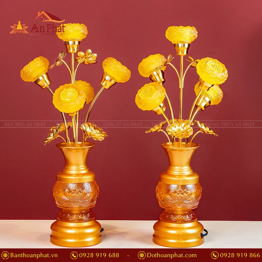 Đèn thờ điện lưu ly hoa sen 5 bông DTD1383 13 Đèn thờ điện lưu ly hoa sen 5 bông DTD1383 An Phát