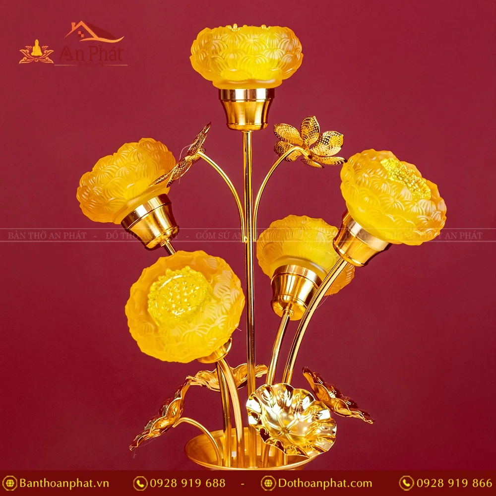 Đèn thờ điện lưu ly hoa sen 5 bông DTD1383 18 den tho dien luu ly hoa sen 5 bong dtd1383 8