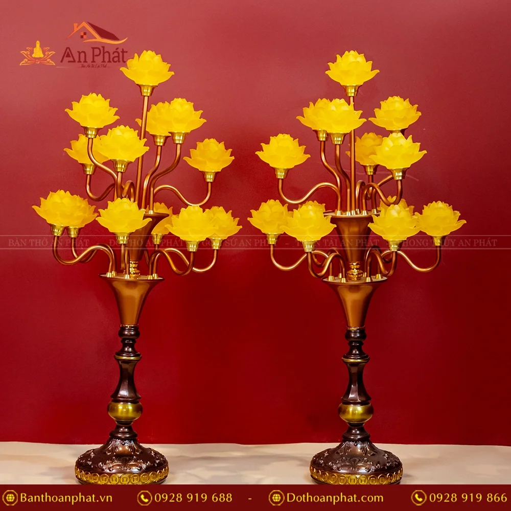 Đèn thờ điện lưu ly nhiều bông thân hợp kim DTD1372 15 Đèn thờ điện lưu ly nhiều bông thân hợp kim DTD1372 An Phát