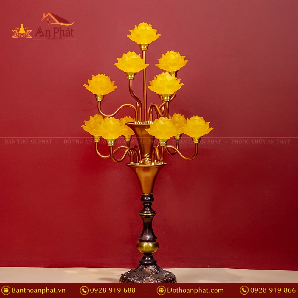 Đèn thờ điện lưu ly nhiều bông thân hợp kim DTD1372 17 Mẫu đèn thờ cúng bằng điện đẹp nhất