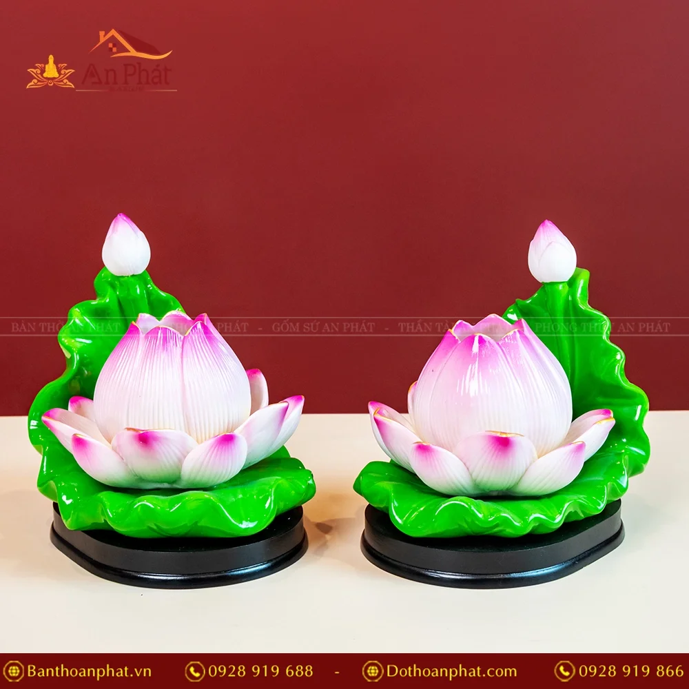 Đèn thờ điện Lưu ly sen 1 bông 1 nụ DTD1385 9 Đèn thờ điện Lưu ly sen 1 bông 1 nụ DTD1385 An Phát