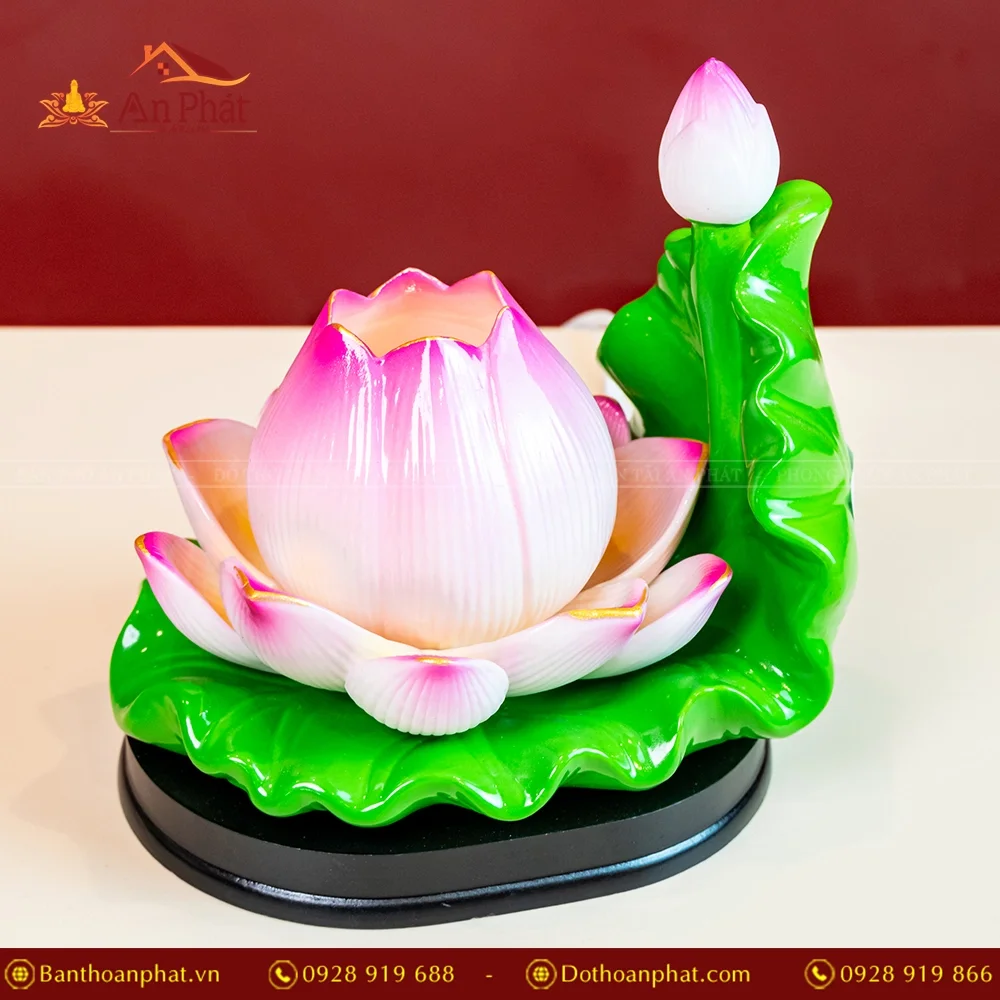 Đèn thờ điện Lưu ly sen 1 bông 1 nụ DTD1385 11 Đèn thờ Sứ đức hóa