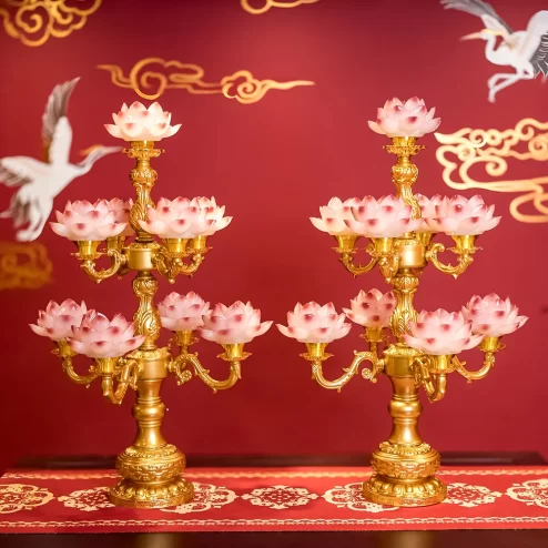 Đèn thờ điện Lưu Ly thân đồng cao cấp DTD1365 An Phát