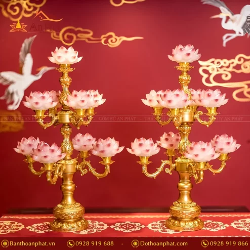 Đèn thờ điện Lưu Ly thân đồng cao cấp DTD1365 An Phát