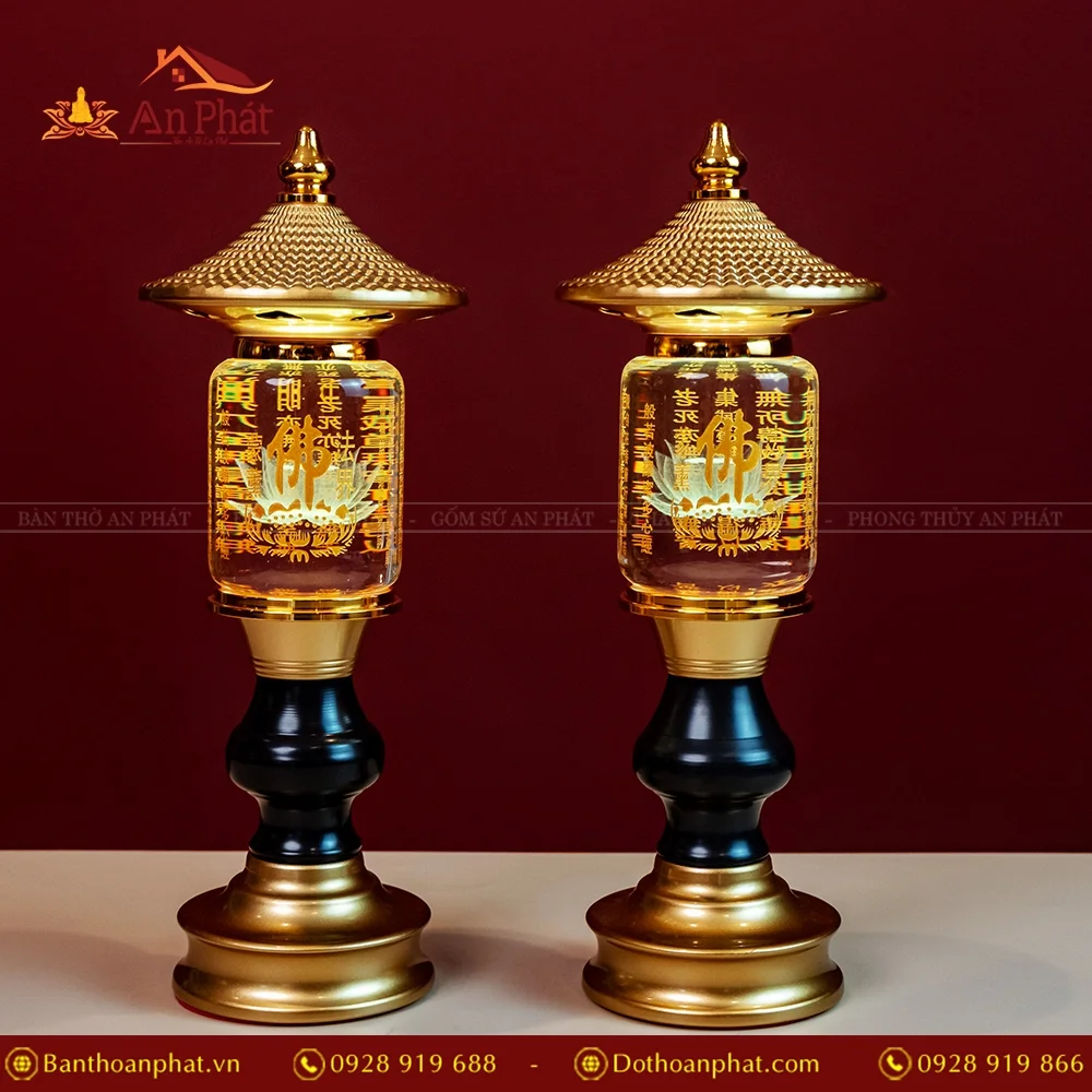 Đèn thờ điện pha lê có mái trụ hợp kim DTD1379 14 Đèn thờ bằng điện pha lê 1 cầu trụ có mái thân hợp kim Đài Loan