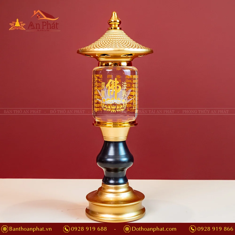 Đèn thờ điện pha lê có mái trụ hợp kim DTD1379 15 Đèn thờ cúng đẹp