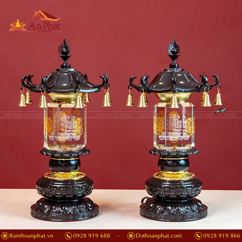 Đèn thờ điện pha lê trụ vuông chữ Phật DTD1366 13 Đèn thờ điện pha lê trụ vuông chữ Phật DTD1366 An Phát