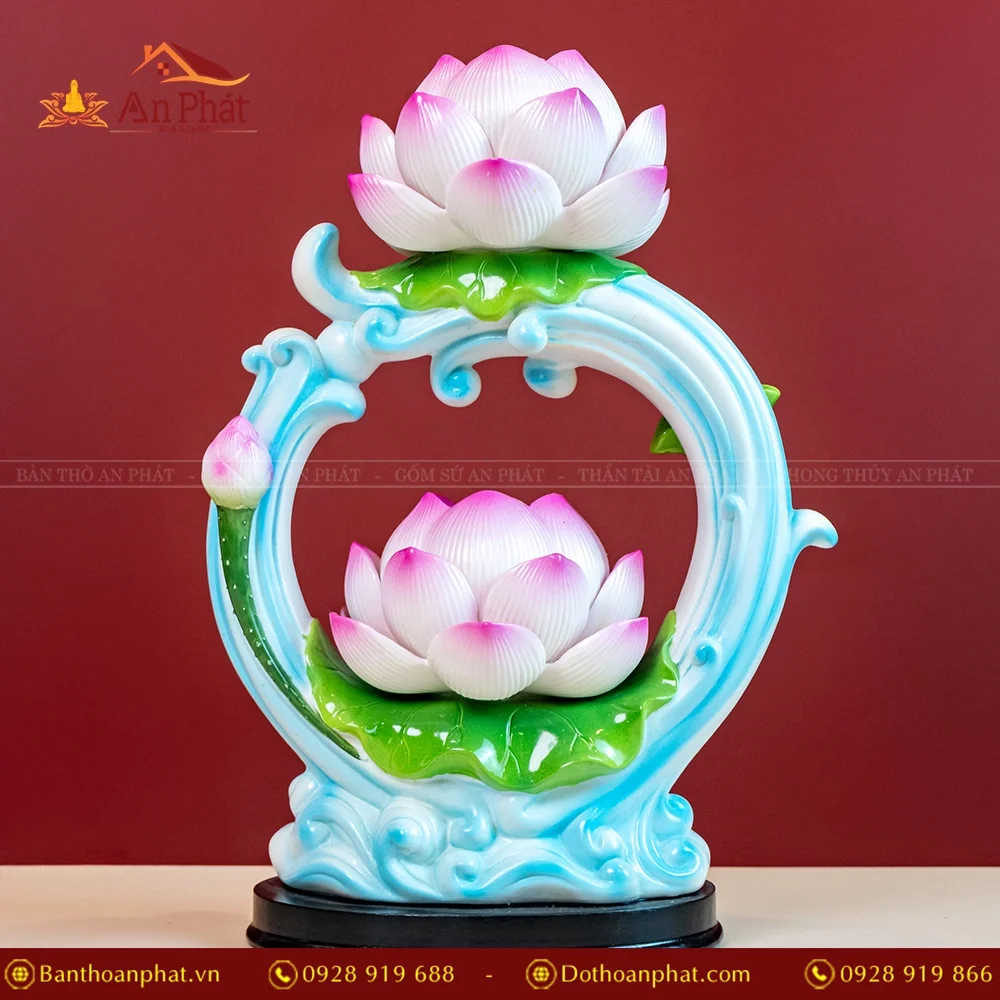 Đèn thờ điện sen nở 2 tầng cao cấp DTD1391 13 Đèn thờ Hoa sen bằng điện nhập khẩu Đài Loan