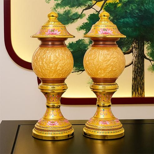 Đèn Thờ Hợp Kim Gấm Hoa Sen Vàng Cao Cấp DTD1388