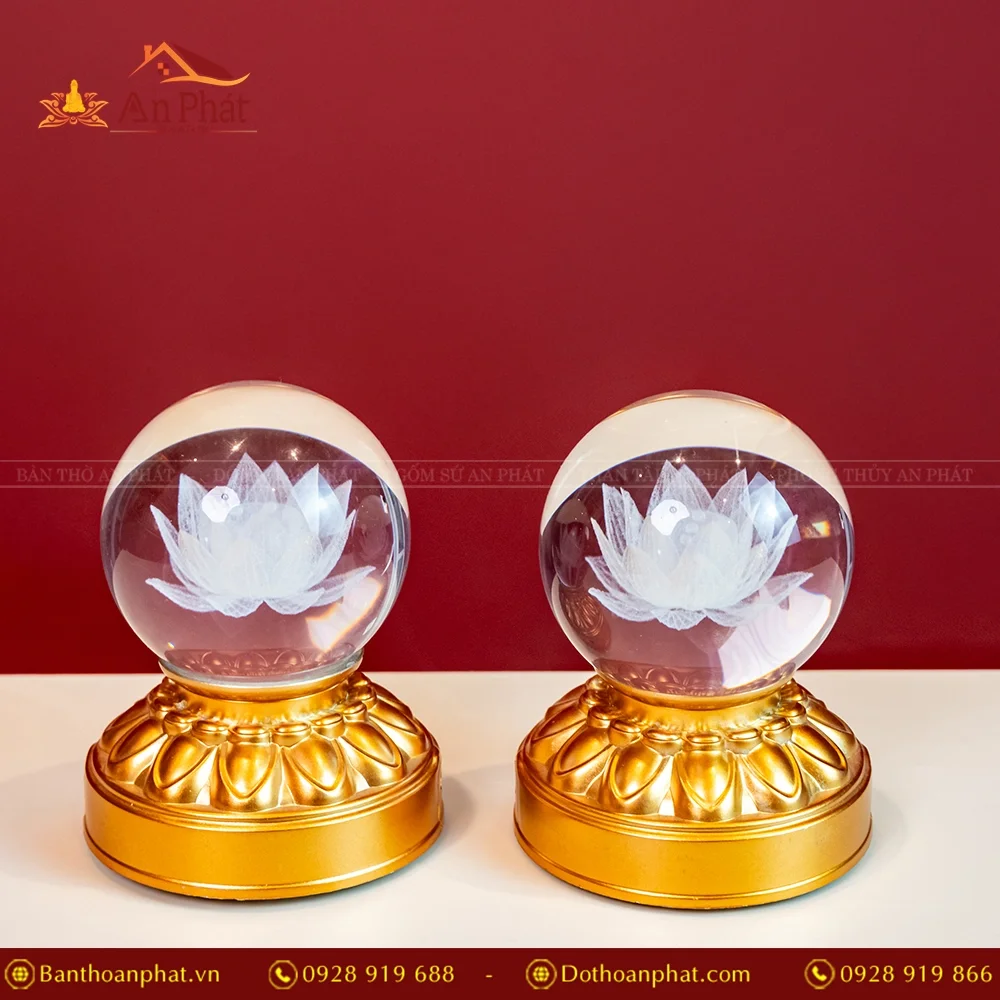 Đèn thờ lắp pin pha lê cầu Đài Loan DTD1381 5 Đèn bàn thờ lắp pin pha lê