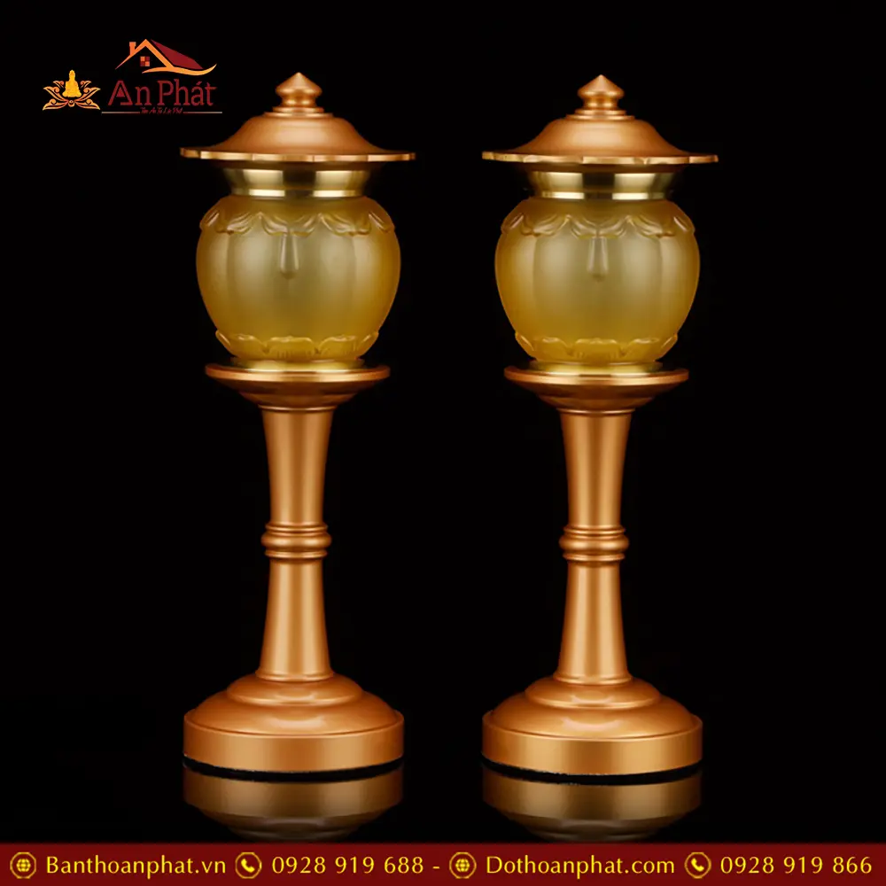 Đèn Thờ Lưu Ly Nắp Ô Thân Đồng Vàng Viền Hoa Nhập Khẩu DTD1353 15 Đèn Thờ Lưu Ly Nắp Ô Thân Đồng Vàng Viền Hoa Nhập Khẩu DTD1353