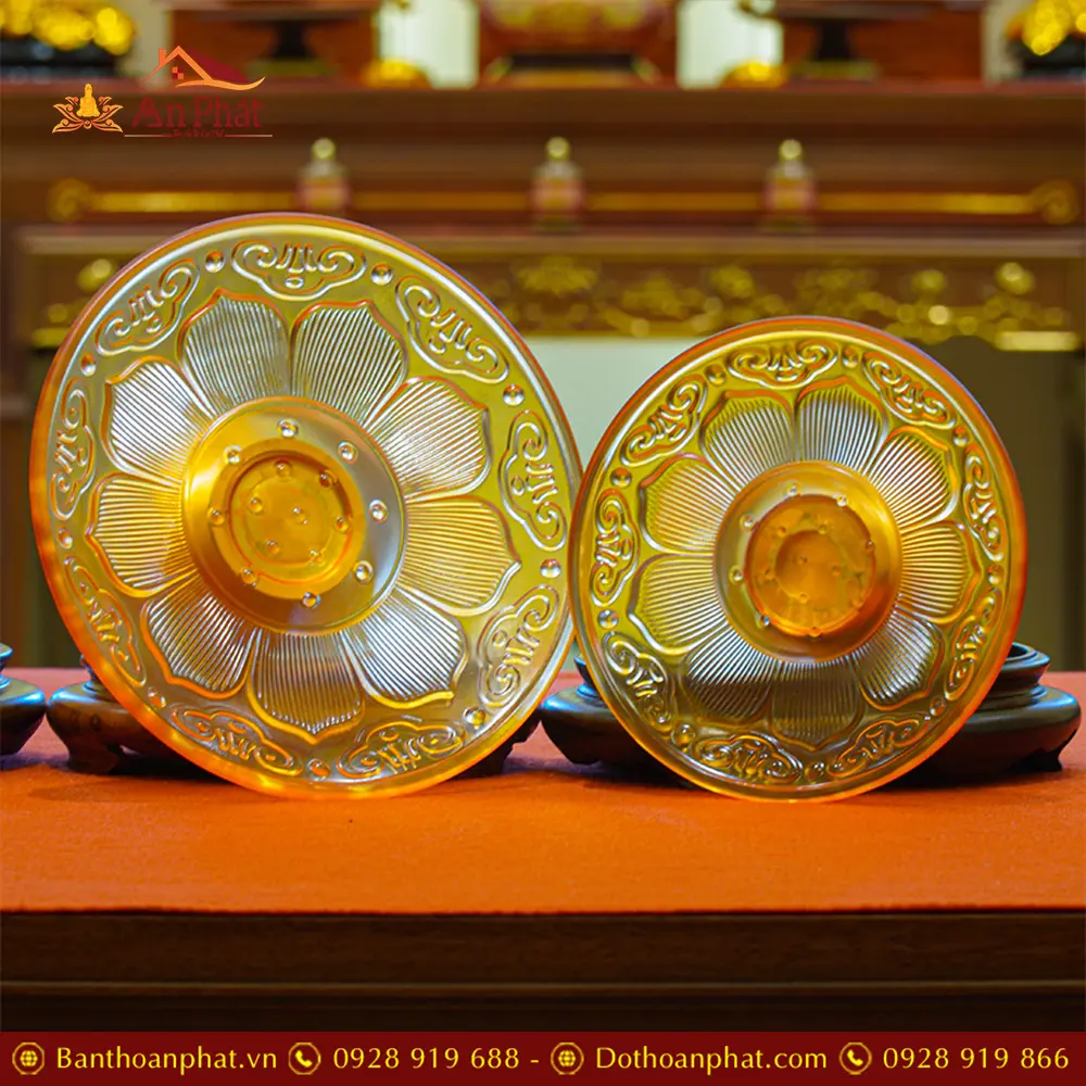 Đĩa Bồng Lưu Ly Hoa Sen Hổ Phách Đỏ Cao Cấp DT398 9 Đĩa Bồng Lưu Ly Hoa Sen Hổ Phách Đỏ Cao Cấp DT398