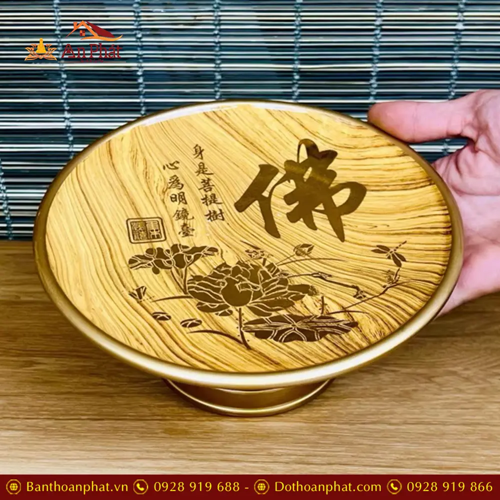 Đĩa Bồng Thờ Sứ Bát Nhã Tâm Kinh Vàng Chữ Phật DT631 11 Đĩa Bồng Thờ Sứ Bát Nhã Tâm Kinh Vàng Chữ Phật DT631
