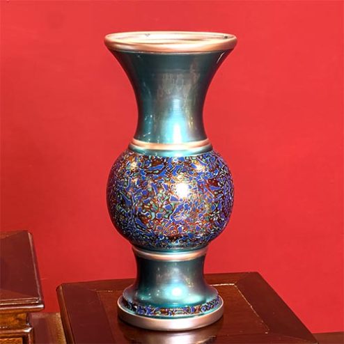 Lọ Hoa Đồng Hoa Văn Xanh Dương Cao Cấp DT412