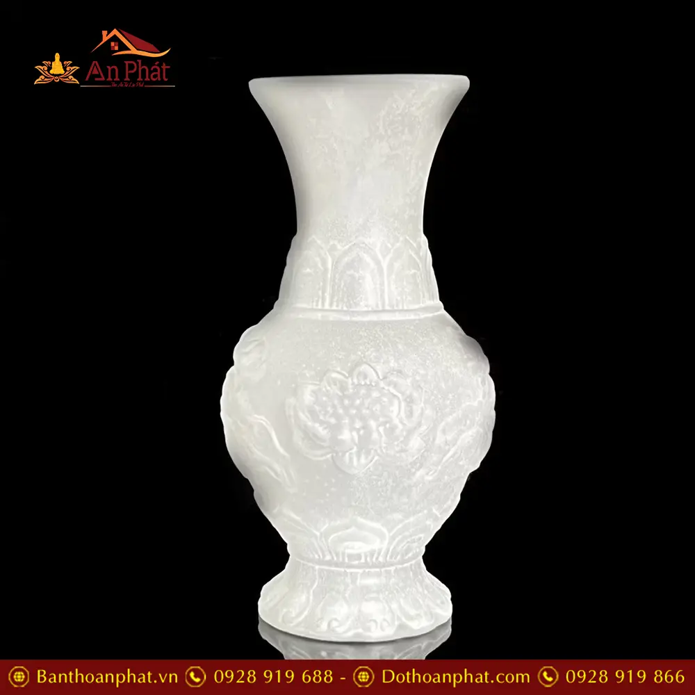 Lọ Hoa Lưu Ly Trắng Hoa Sen Nhập Khẩu DT577