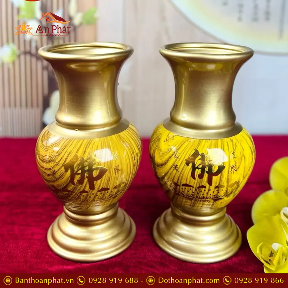 Lọ Hoa Sứ Bát Nhã Tâm Kinh Vàng Chữ Phật DT632 7 Lọ Hoa Sứ Bát Nhã Tâm Kinh Vàng Chữ Phật DT632