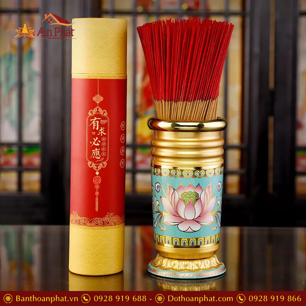 Ống Hương Hợp Kim Gấm Hoa Sen Xanh Dương DT380 7 Ống Hương Hợp Kim Gấm Hoa Sen Xanh Dương DT380