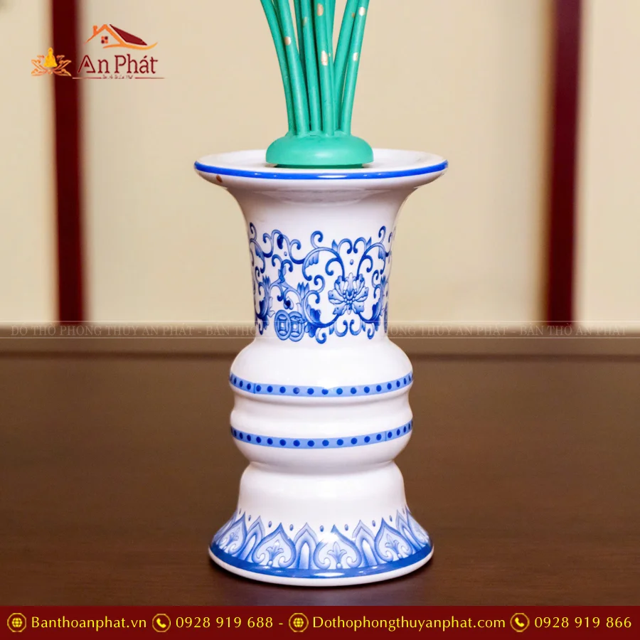 Bình Hoa Sen Đồng Đài Loan Cành Xanh DTD1434 6 Bình Hoa Sen Đồng Đài Loan Cành Xanh DTD1434 An Phát