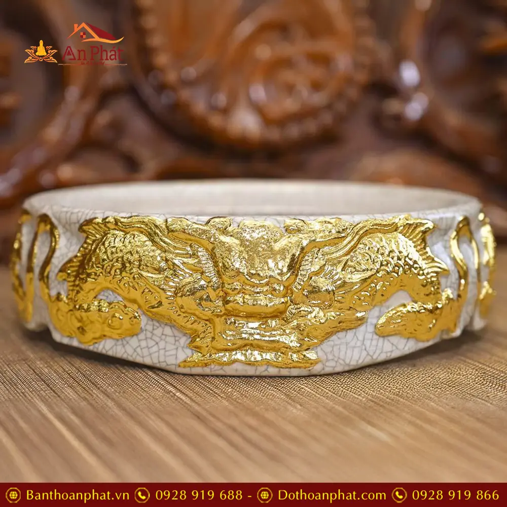 Đế Bát Hương Rồng Men Rạn Đắp Nổi Dát Vàng DT690 9 Đế Bát Hương Rồng Men Rạn Đắp Nổi Dát Vàng DT690