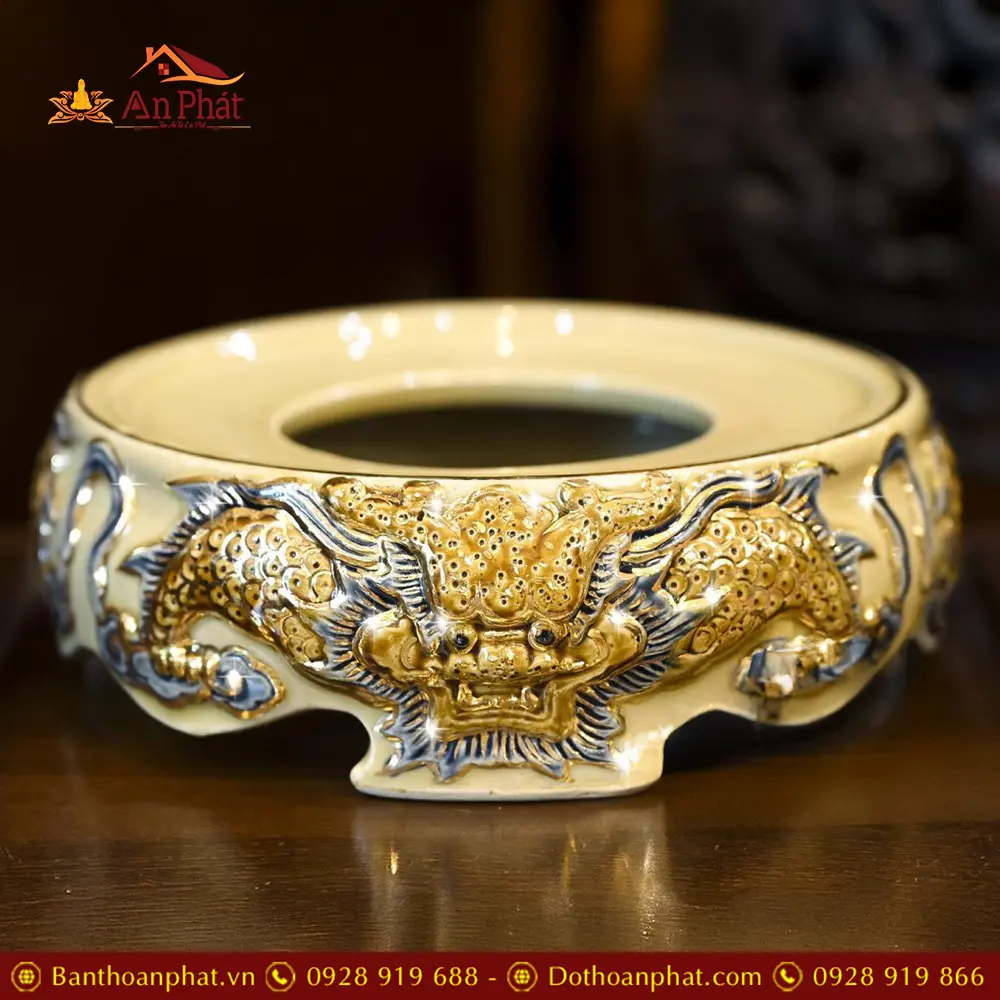 Đế Kê Bát Hương Gốm Hoàng Thổ Rồng Vẽ Vàng DT654 7 Đế Kê Bát Hương Gốm Hoàng Thổ Rồng Vẽ Vàng DT654