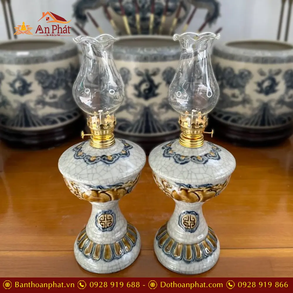Đèn Thờ Dầu Bát Tràng Men Rạn Đắp Nổi Mẫu Đào DT763 6 den tho dau bat trang men ran dap noi mau dao dt76300001